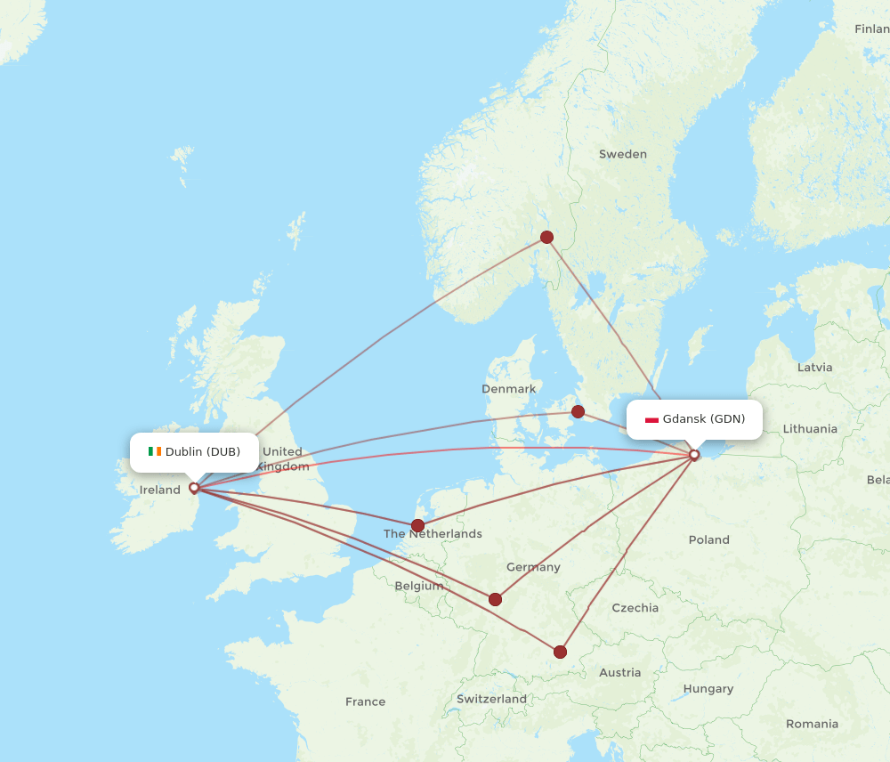 DUB-GDN flight routes