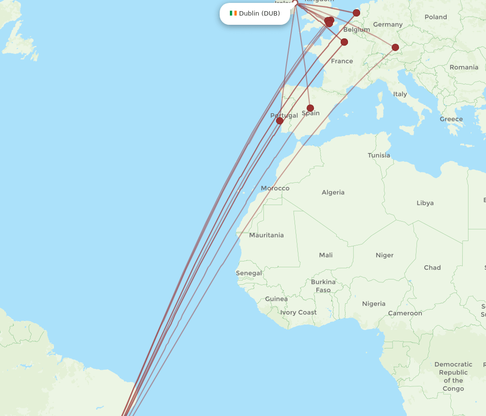 DUB-GIG flight routes