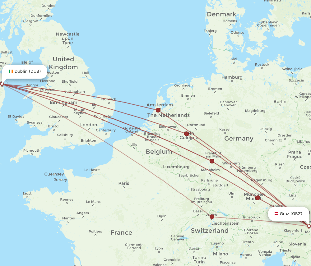 DUB-GRZ flight routes