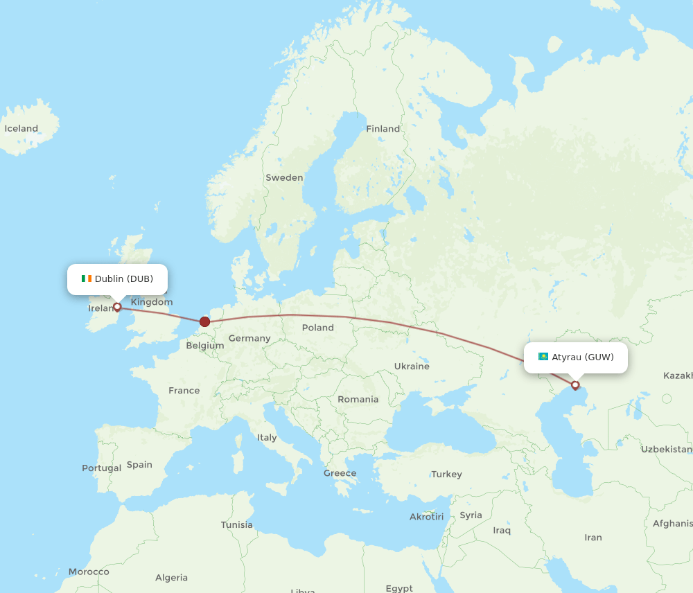 DUB-GUW flight routes