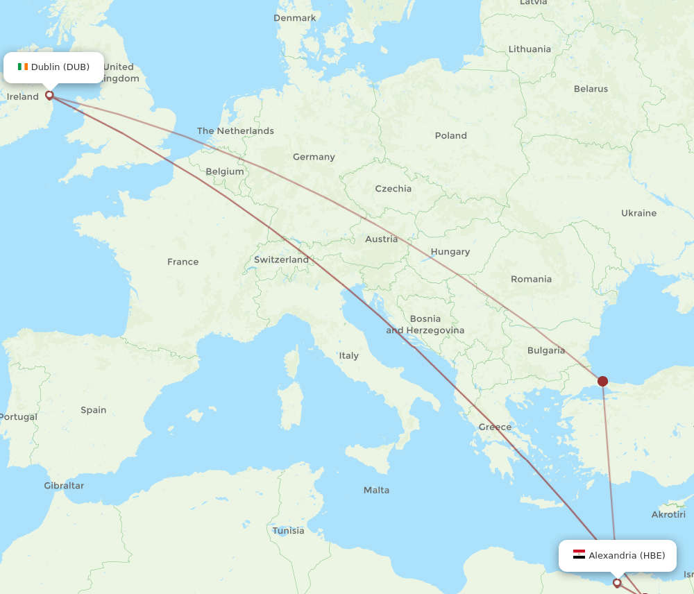 DUB-HBE flight routes