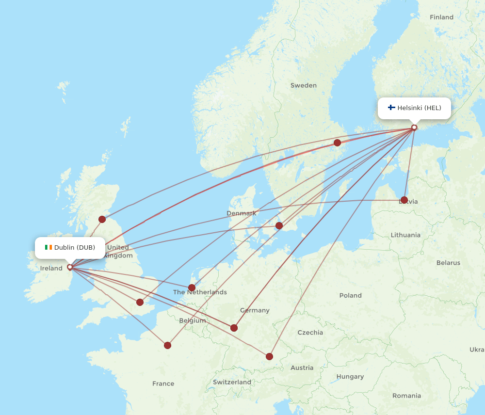 DUB-HEL flight routes