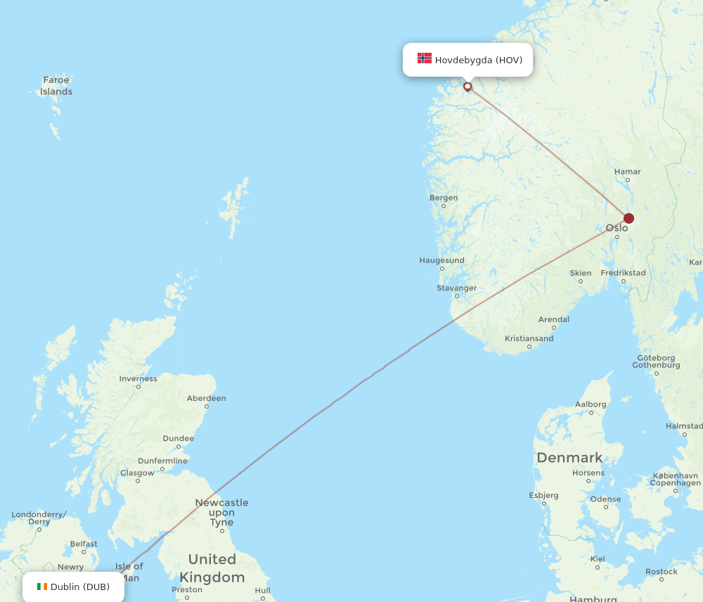 DUB-HOV flight routes