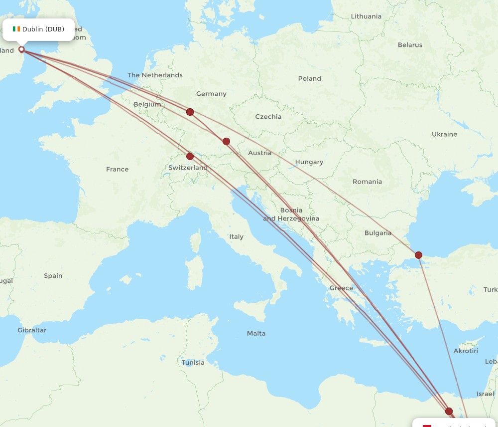 DUB-HRG flight routes