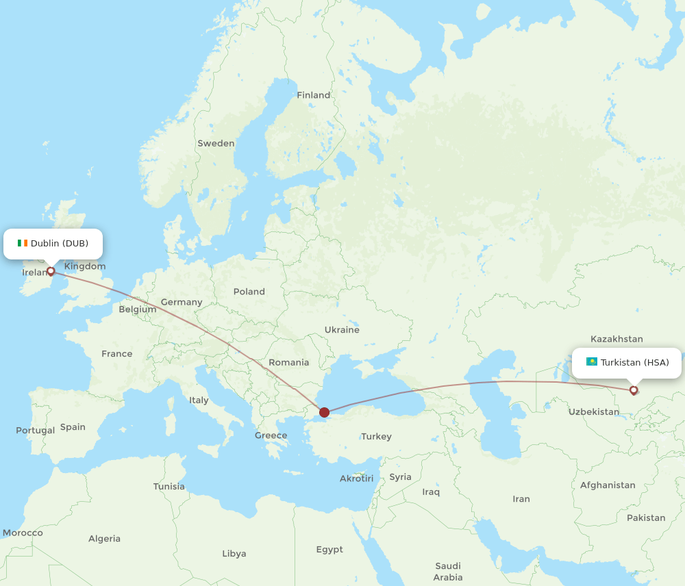 DUB-HSA flight routes
