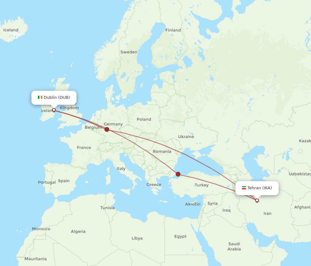 DUB-IKA flight routes
