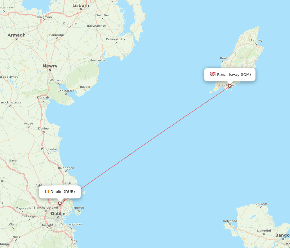 Dublin - Isle Of Man route map and flight paths