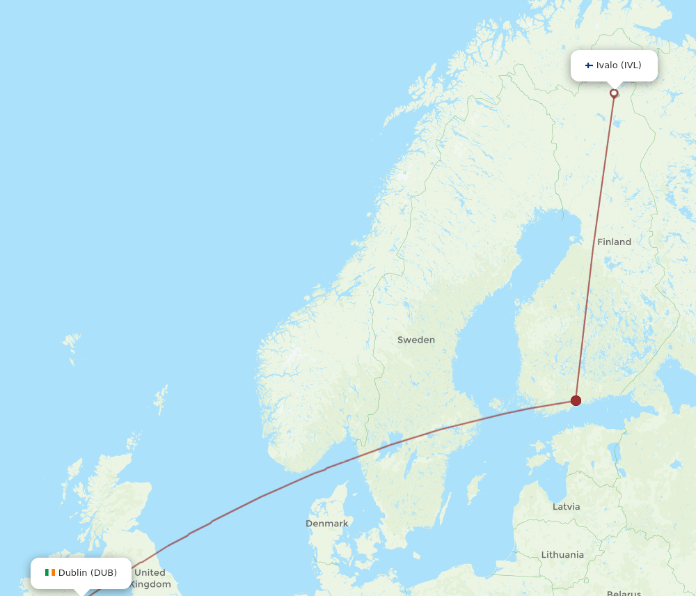 DUB-IVL flight routes