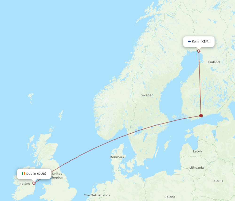 DUB-KEM flight routes