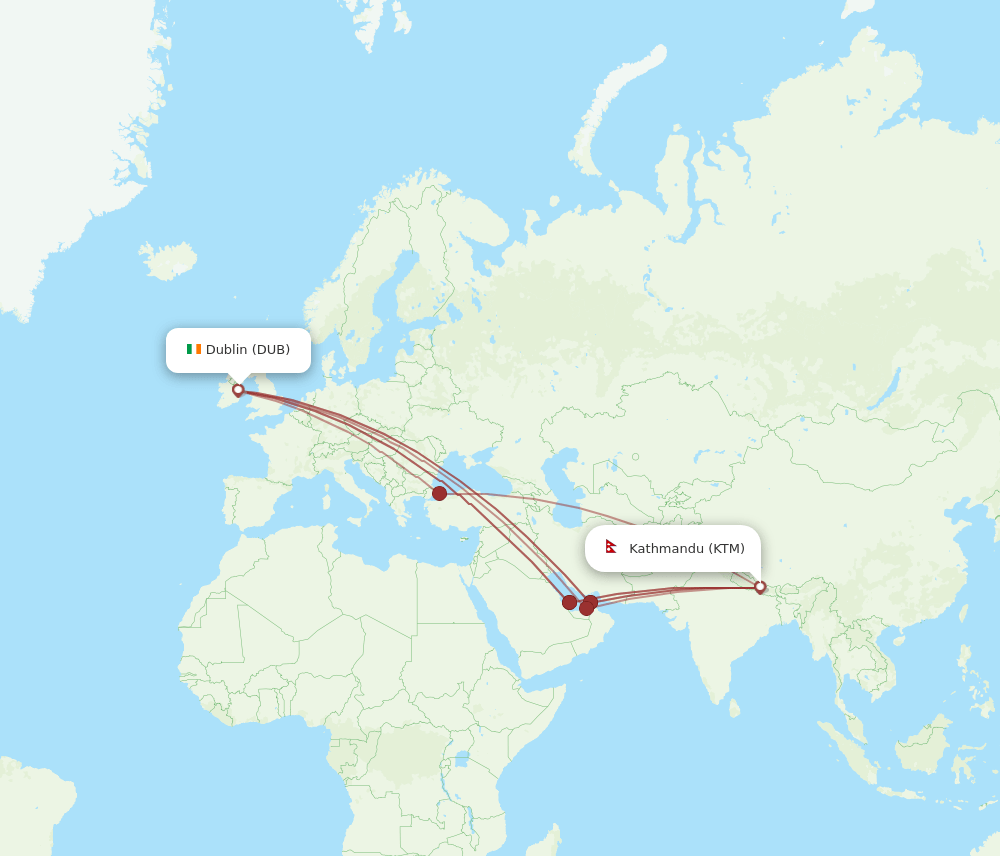 DUB-KTM flight routes