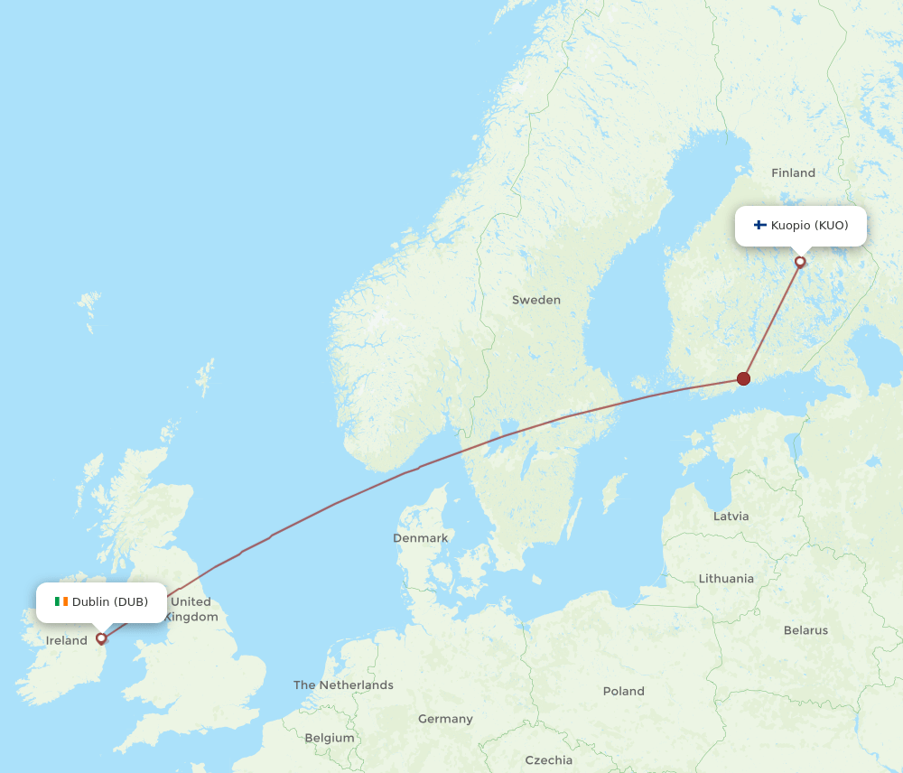 DUB-KUO flight routes