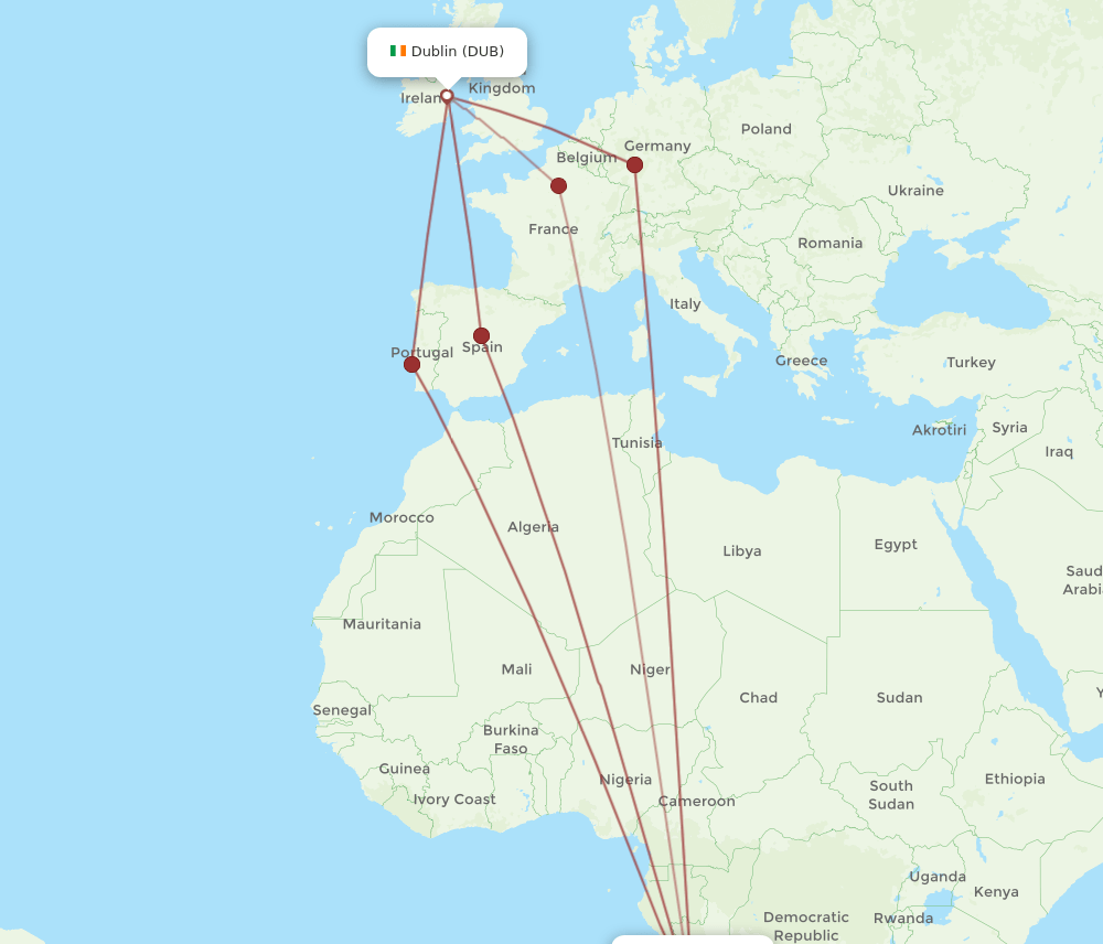 DUB-LAD flight routes