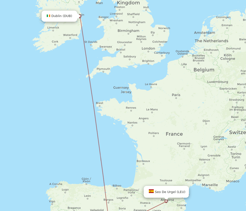 DUB-LEU flight routes