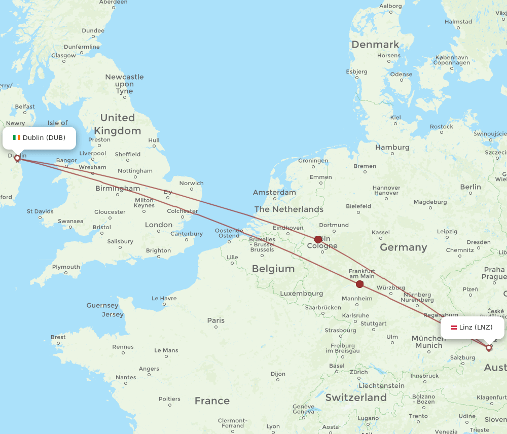 DUB-LNZ flight routes