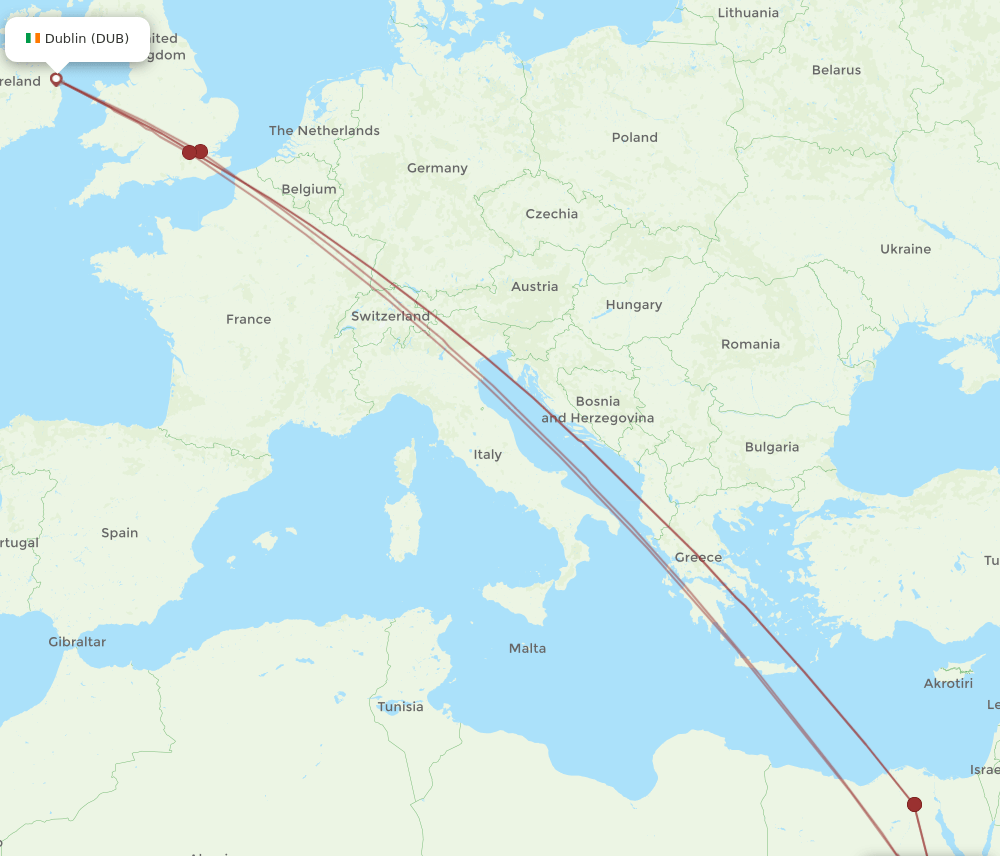 DUB-LXR flight routes