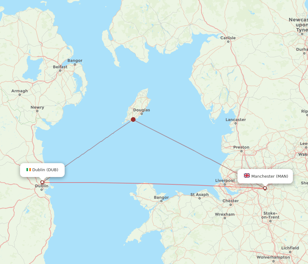 DUB to MAN flights and routes map