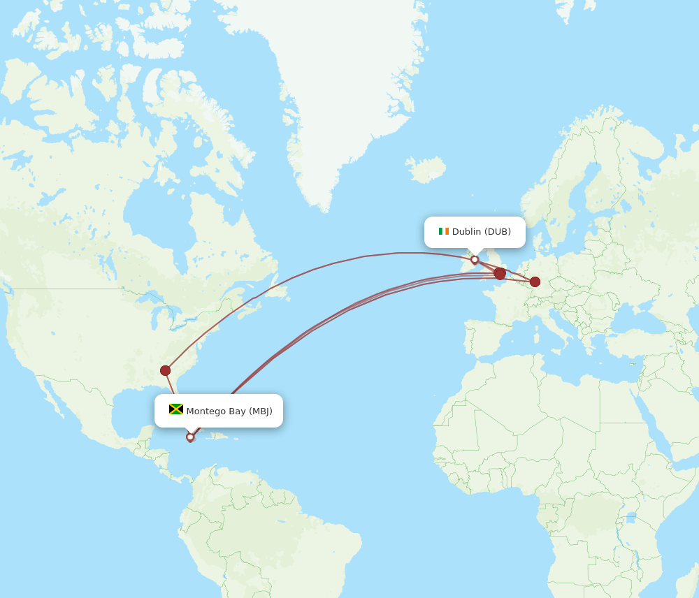 DUB-MBJ flight routes