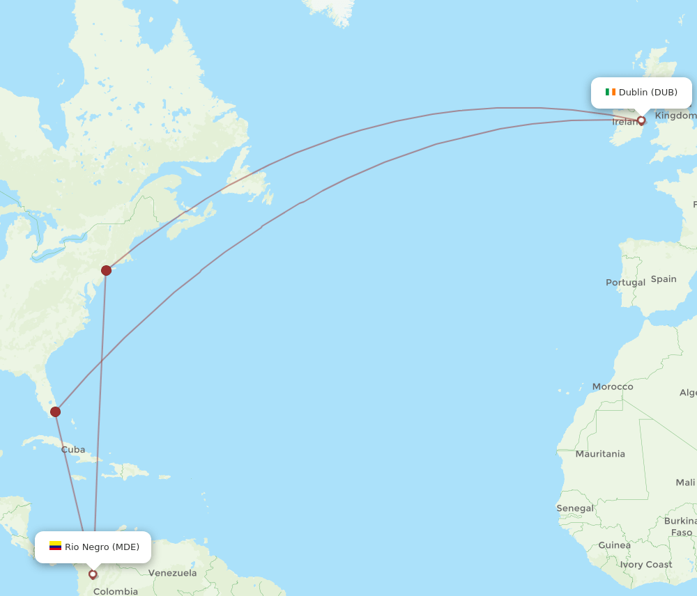 DUB-MDE flight routes
