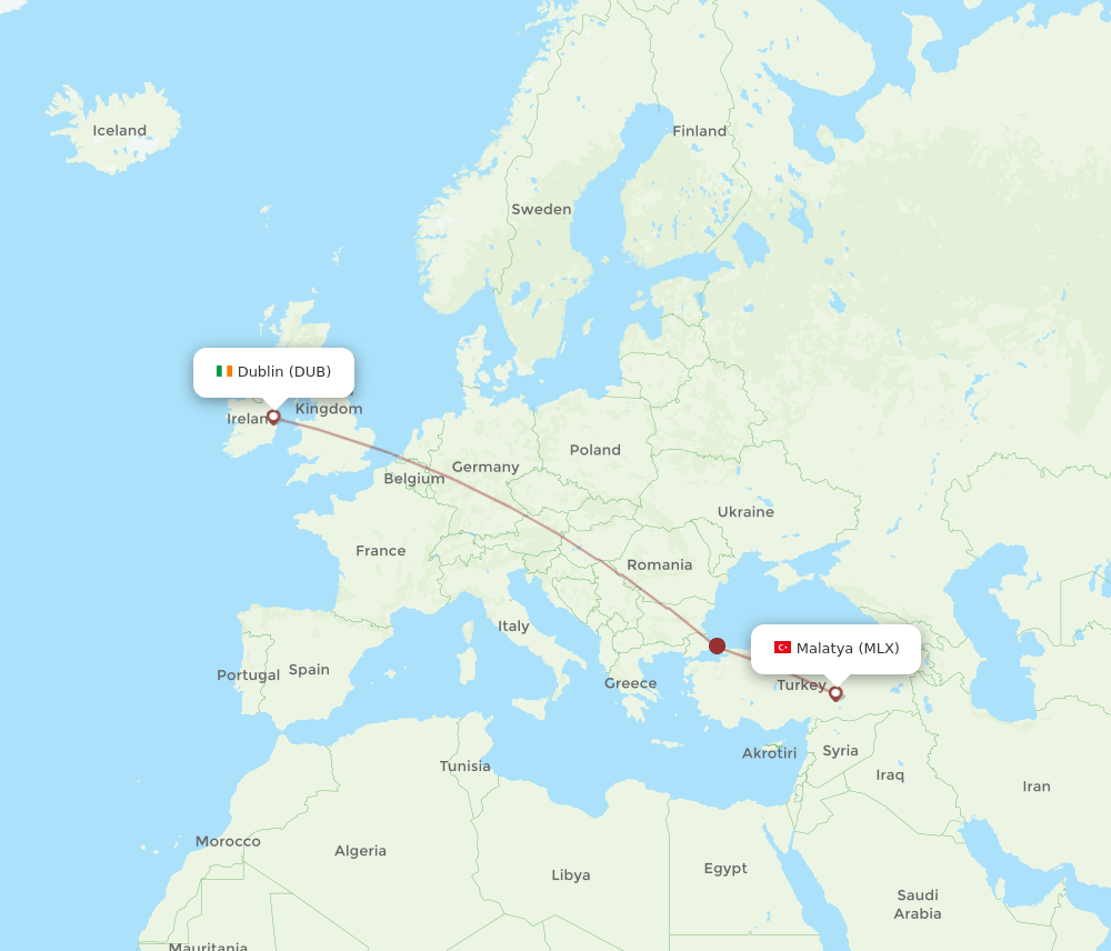 DUB-MLX flight routes