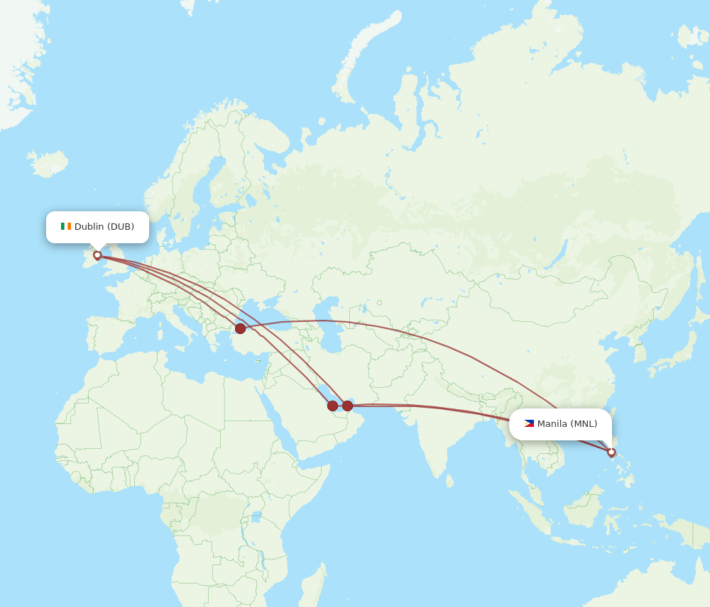 DUB-MNL flight routes