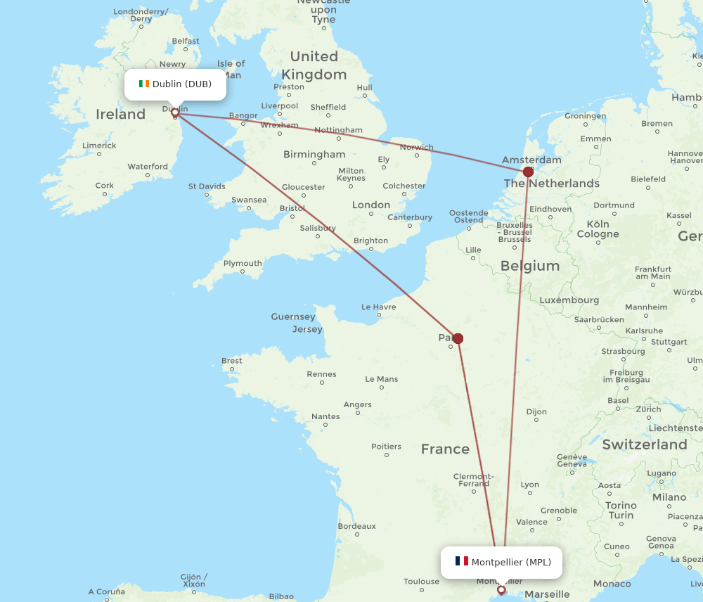 DUB-MPL flight routes