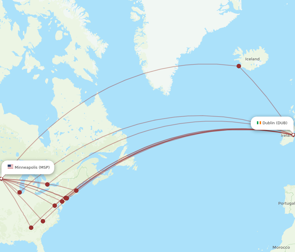 DUB-MSP flight routes