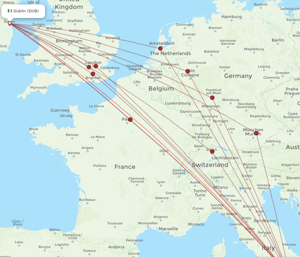 DUB to NAP flights and routes map