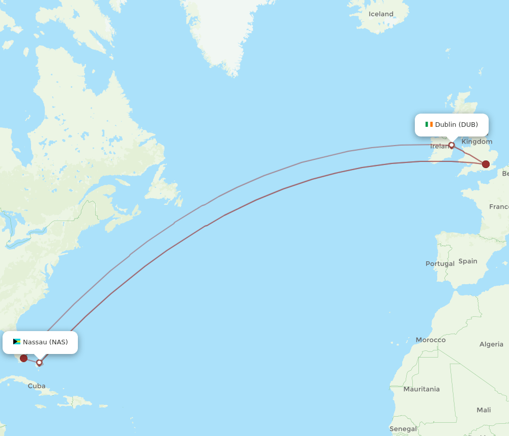 DUB-NAS flight routes