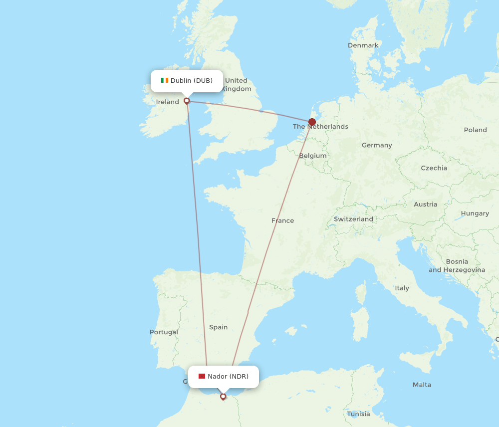 DUB-NDR flight routes