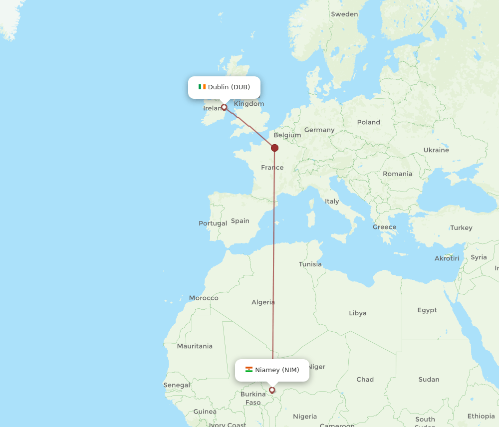 DUB-NIM flight routes