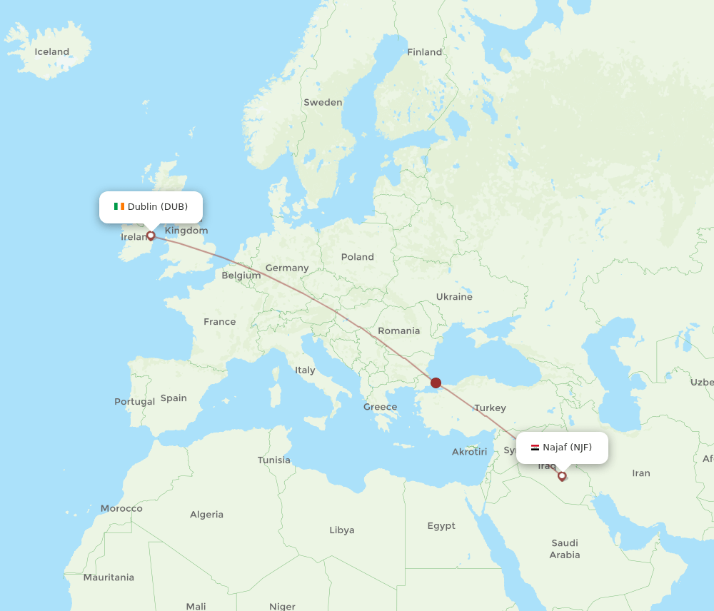DUB-NJF flight routes