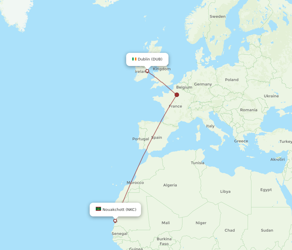 DUB-NKC flight routes