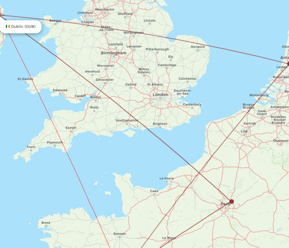 DUB to NTE flights and routes map