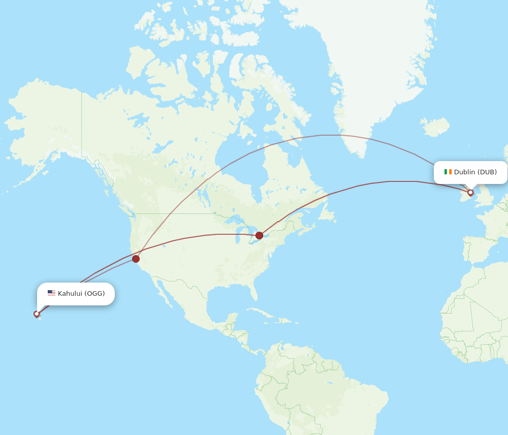 DUB-OGG flight routes