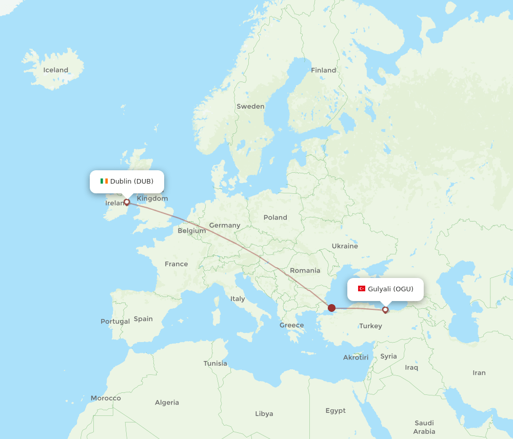 DUB-OGU flight routes