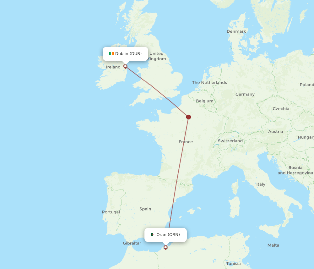 DUB-ORN flight routes