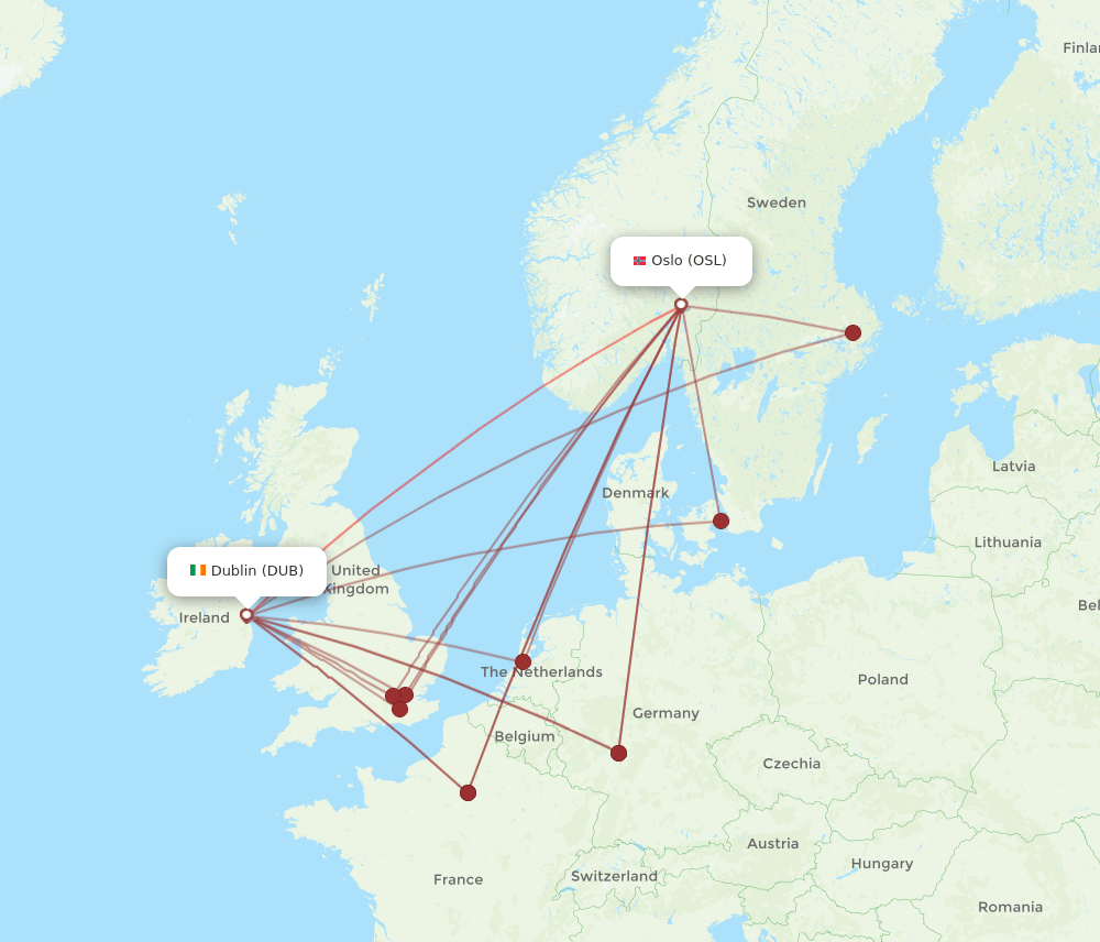 DUB-OSL flight routes