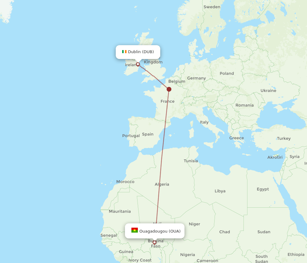 DUB-OUA flight routes