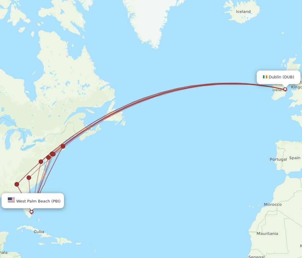 DUB-PBI flight routes