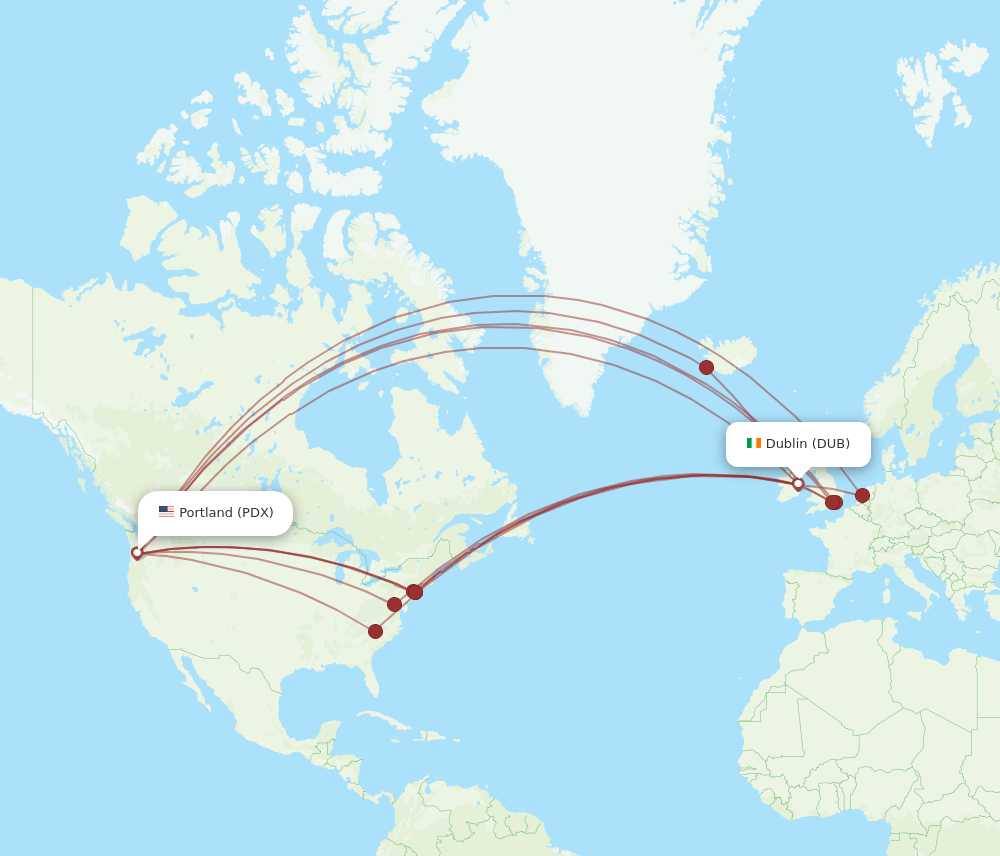 DUB-PDX flight routes