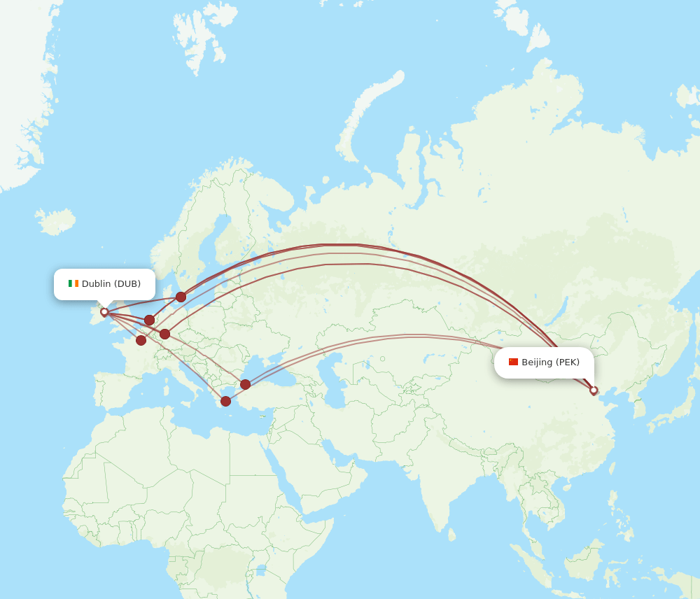 DUB-PEK flight routes