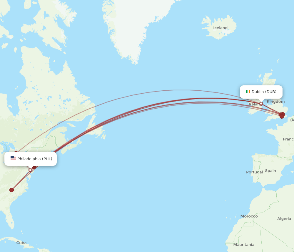 DUB-PHL flight routes