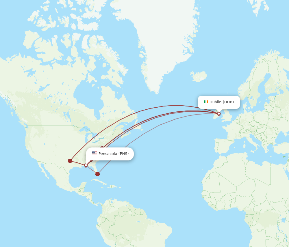 DUB-PNS flight routes