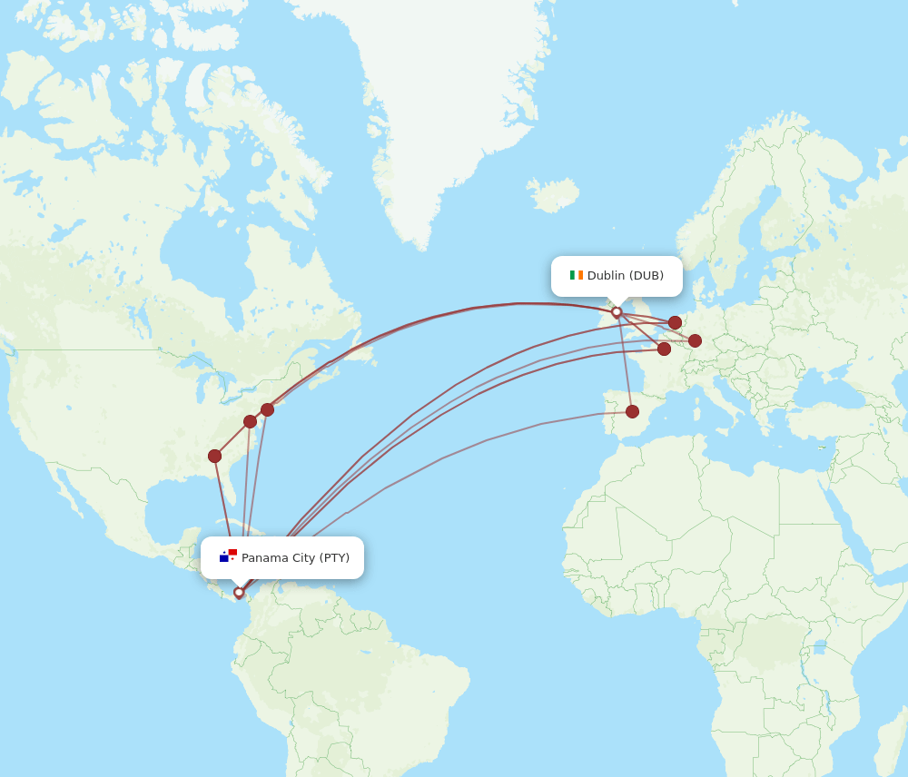 DUB-PTY flight routes
