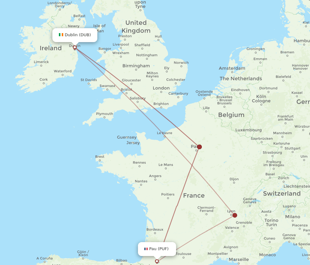DUB-PUF flight routes