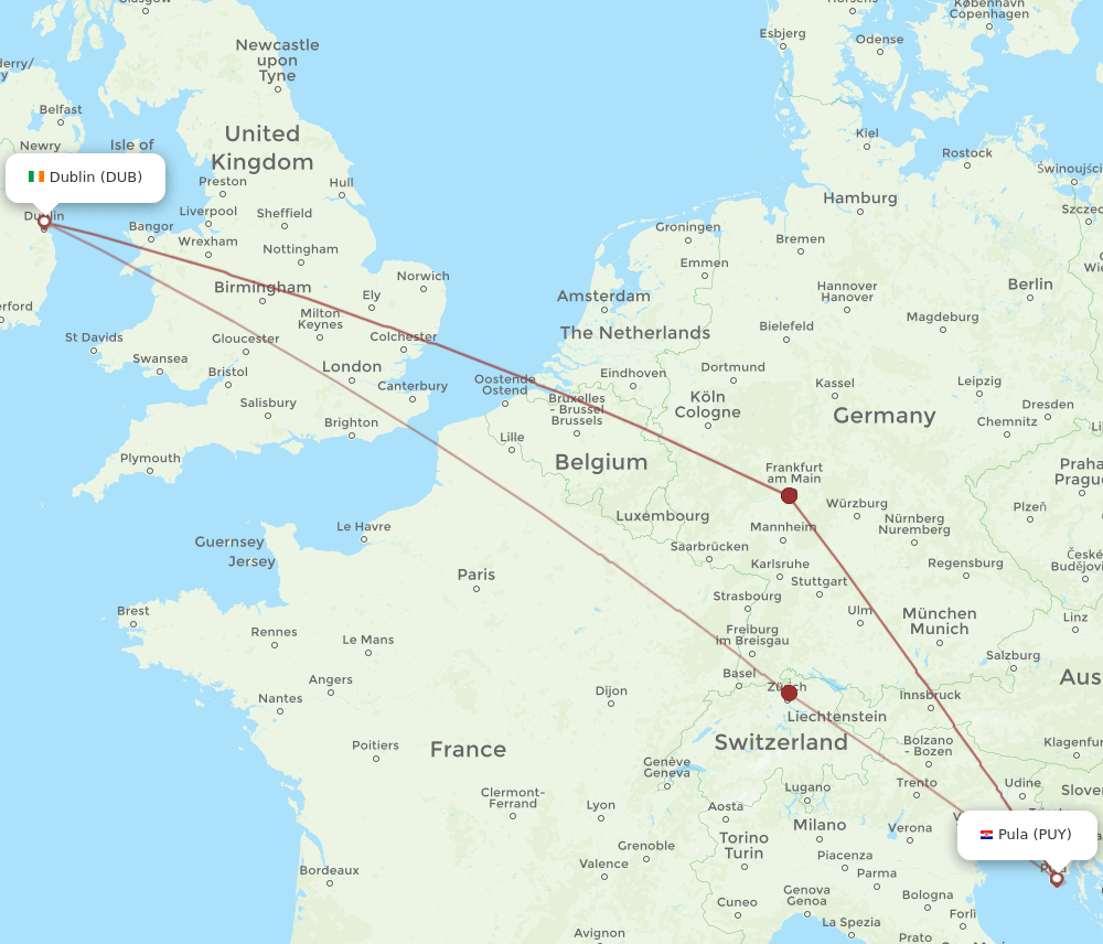 DUB-PUY flight routes