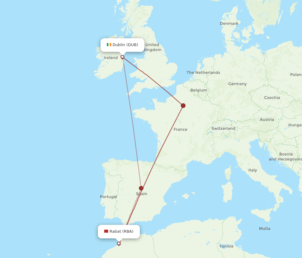 DUB-RBA flight routes