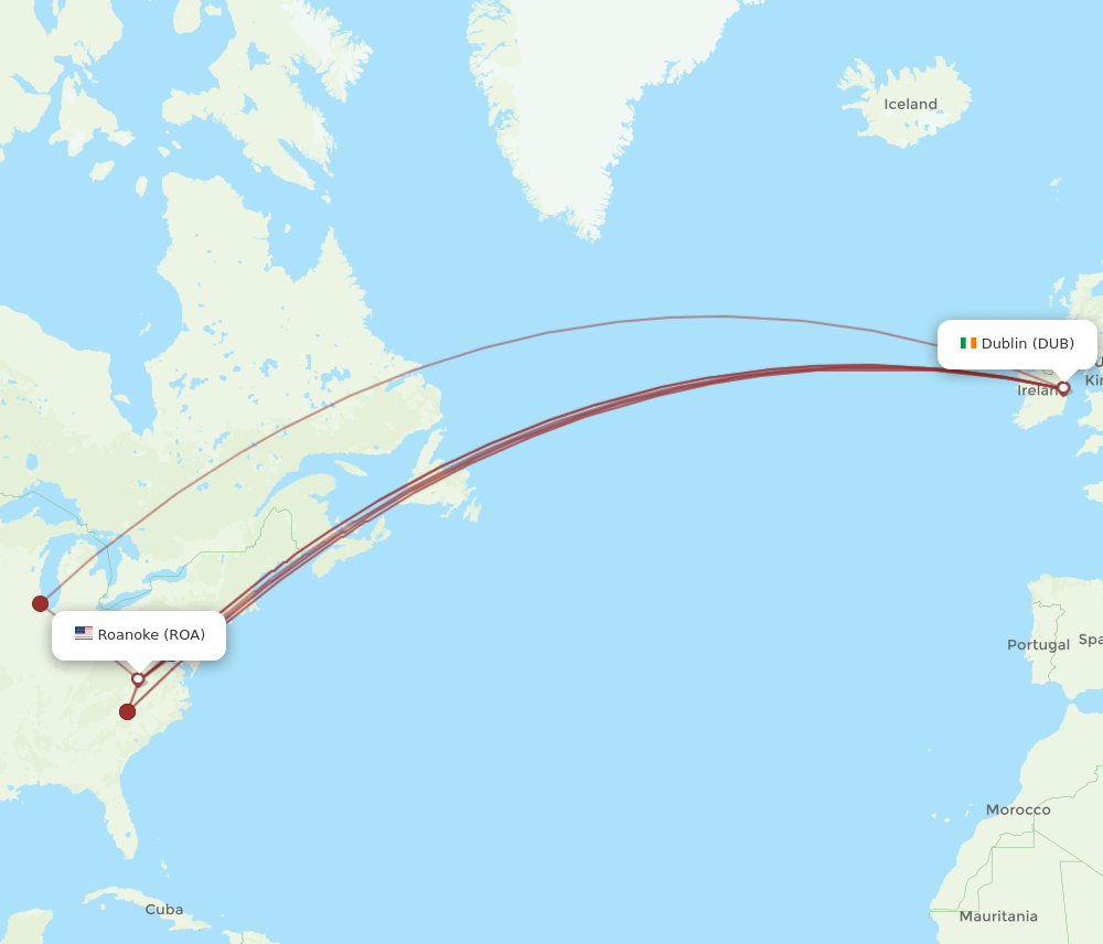 DUB-ROA flight routes