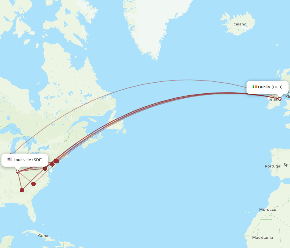DUB-SDF flight routes