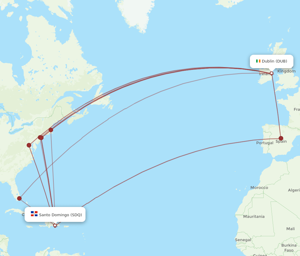 DUB-SDQ flight routes